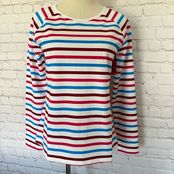 SPANX Other - SPANX Long Sleeve Ocean Stripe Hibuscus Swim Shirt--NWT--M